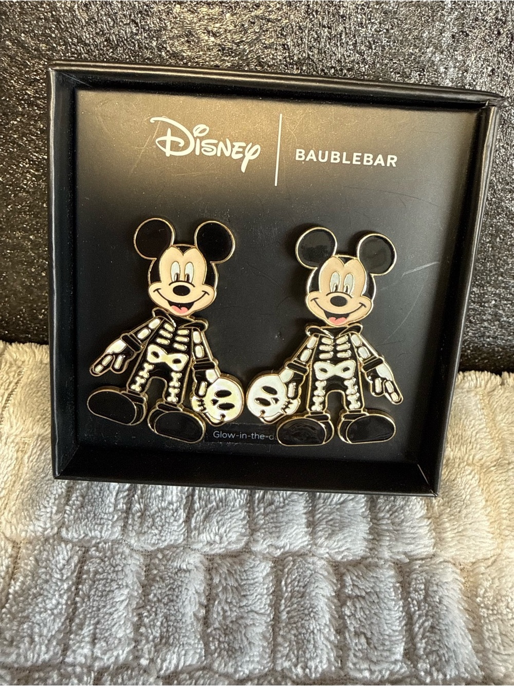 BaubleBar Black and White Disney Mickey Skeleton Earrings